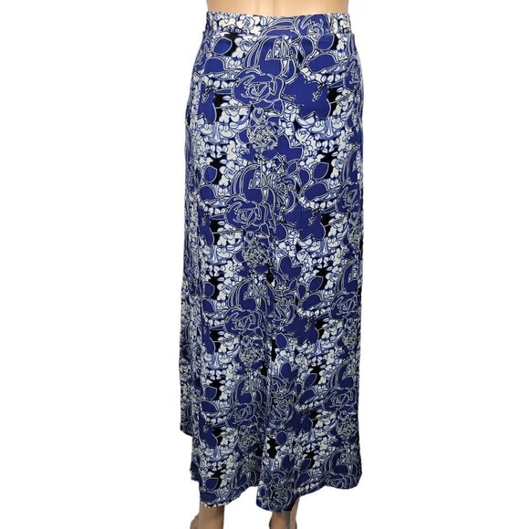 Lane Bryant Women's Floral Electric Blue Side Slit Maxi Skirt Size 14 - Picture 7 of 12